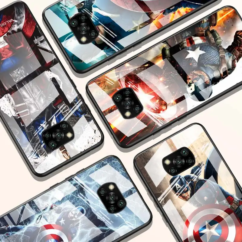 Captain America cool for Xiaomi POCO X3 NFC F3 M2 X2 F2 Redmi K30 Redmi Note 9 Pro Luxury Tempered Glass Phone Case Cover
Captain America cool for Xiaomi POCO X3 NFC F3 M2 X2 F2 Redmi K30 Redmi Note 9 Pro Luxury Tempered Glass Phone Case Cover