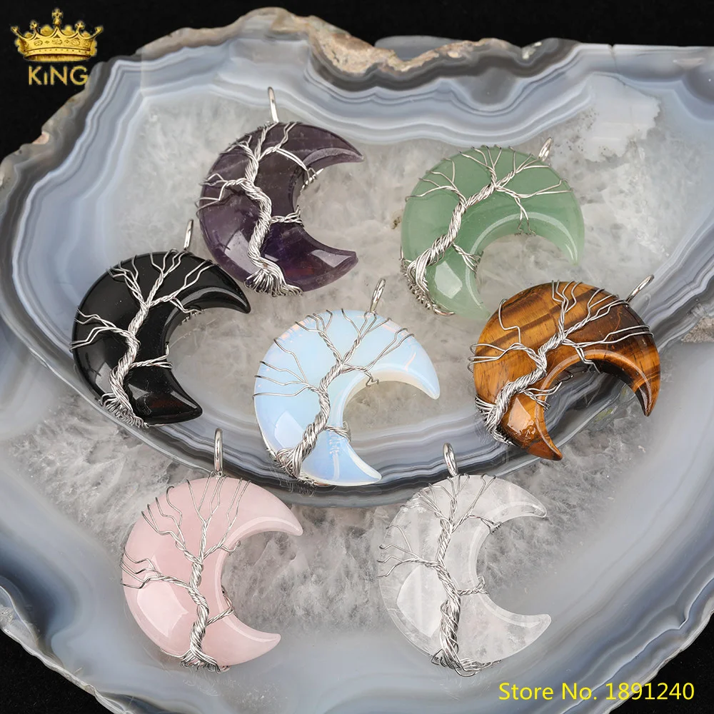5pcs Natural Agates Aventurines Opal Moon-Shape Pendant Necklace,Wire Wrap Silvery Tree of Life Quartz Crystal Pendant Jewelry
5pcs Natural Agates Aventurines Opal Moon-Shape Pendant Necklace,Wire Wrap Silvery Tree of Life Quartz Crystal Pendant Jewelry