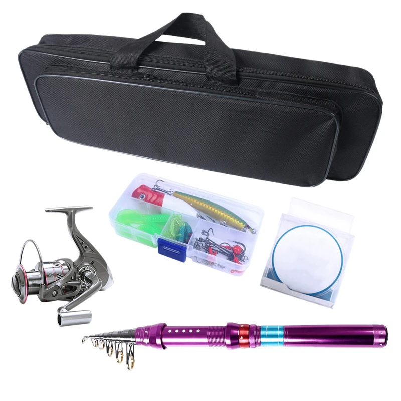

Fishing Pole Combo Set All-in-One 2.1M/6.89Ft Fishing Rod+Spinning Reel+Lures Set+ Carry Bag for Outdoor Fishing Tackle