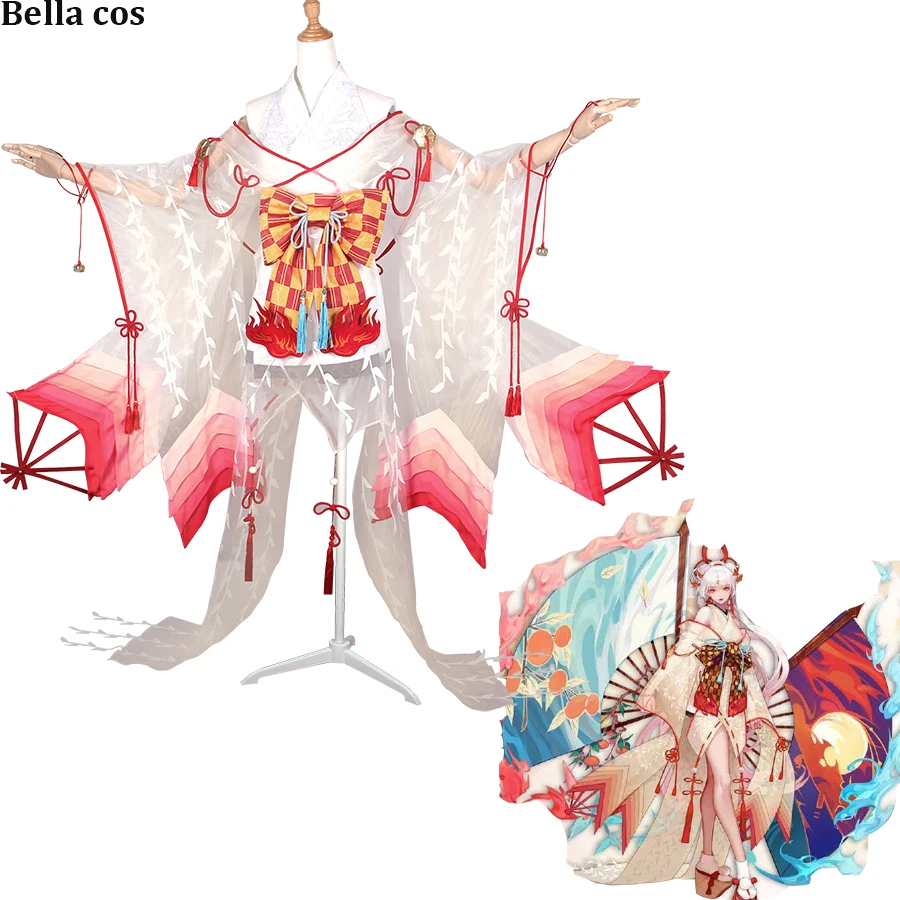 Onmyoji Shiranui костюм для косплея кимоно платье вафуку Униформа костюмы Хэллоуина