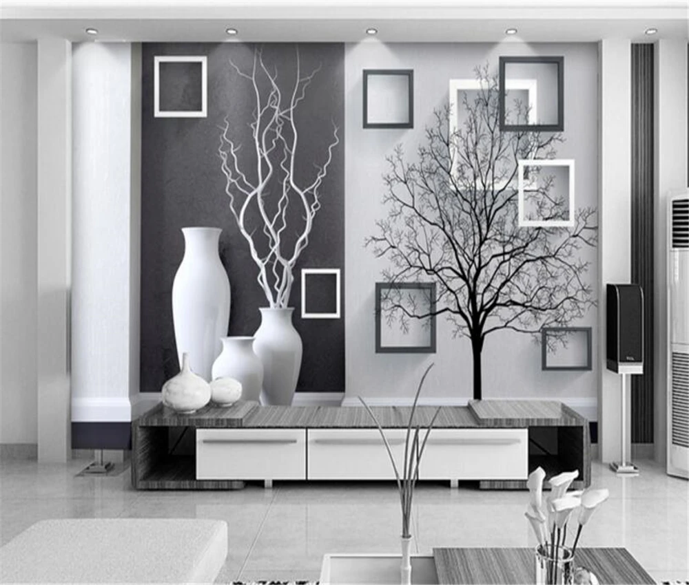 Большая Современная черно белая художественная ваза beibehang на заказ 3D ТВ гостиной