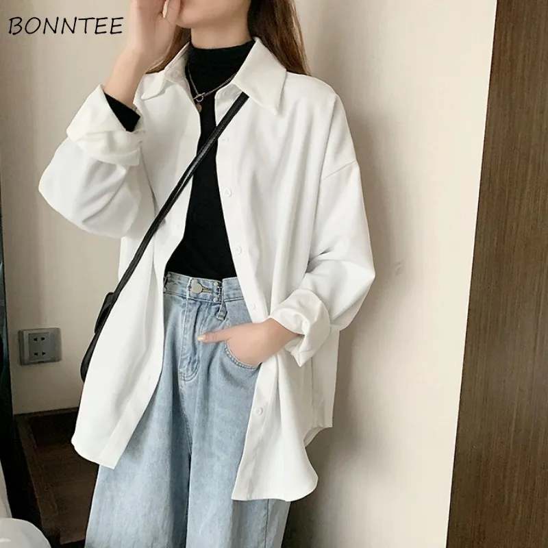 Shirts Women Solid Fall Fashion Loose Chic Office Ladies Elegant Simple Streetwear All-match Single-breasted Casual Design New
Shirts Women Solid Fall Fashion Loose Chic Office Ladies Elegant Simple Streetwear All-match Single-breasted Casual Design New
