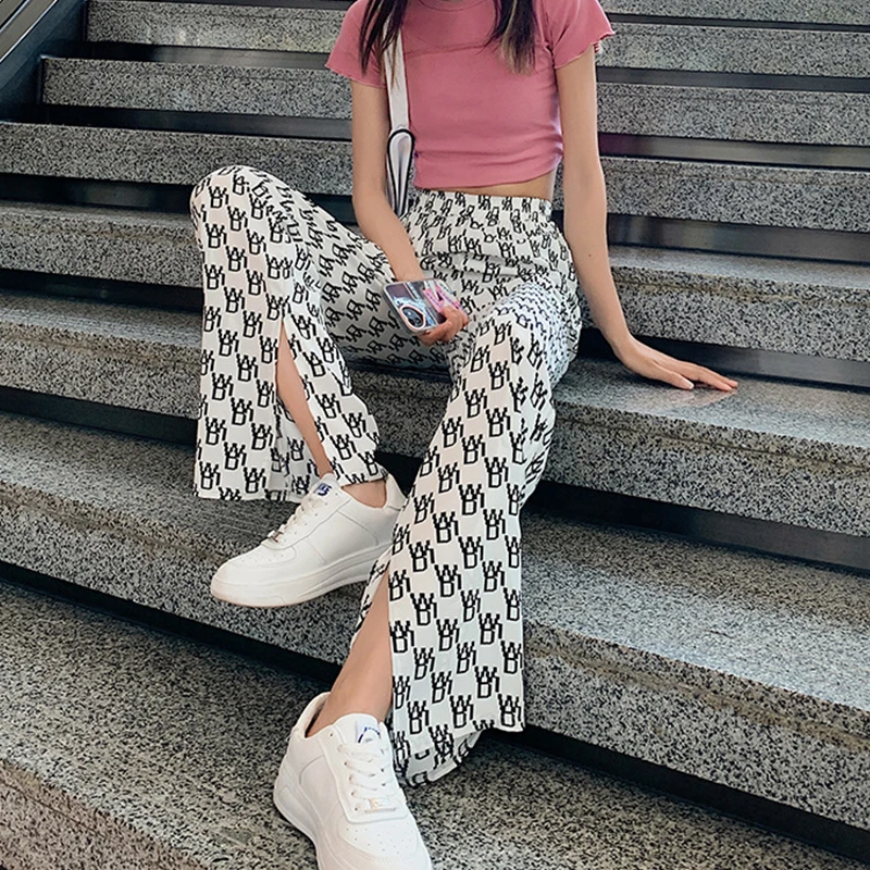 Printed Split Fork Trousers Women Fashion Temperament Loose Trousers Woman Casual High-Waist Slim Straight-Leg Pants Women 2021
Printed Split Fork Trousers Women Fashion Temperament Loose Trousers Woman Casual High-Waist Slim Straight-Leg Pants Women 2021