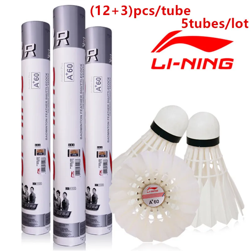 

15pcs/tube 5tubes Lining Badminton Shuttlecock A+60 Goose Feather Flying Stability Durable Birdies Li-Ning Battledore