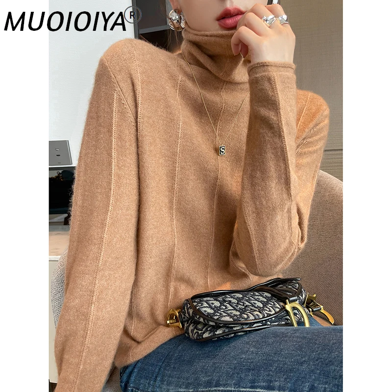 Autumn New Ladies Pure Wool Pile Neck Pullover Vertical Striped Knitted Cashmere Sweater Slim-Fit Commuter Girl Clothes Lady To
Autumn New Ladies Pure Wool Pile Neck Pullover Vertical Striped Knitted Cashmere Sweater Slim-Fit Commuter Girl Clothes Lady To