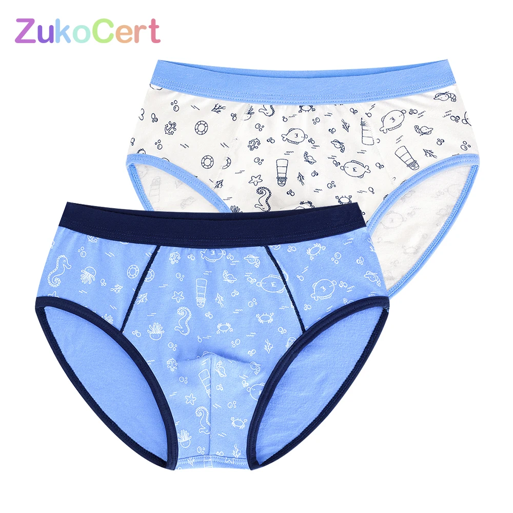 

ZukoCert 2 Pcs/lot Cotton Children panty Kids Underwear Teenager Baby Boxer Striped Briefs Shorts Panties Boys Underwear 4-14y