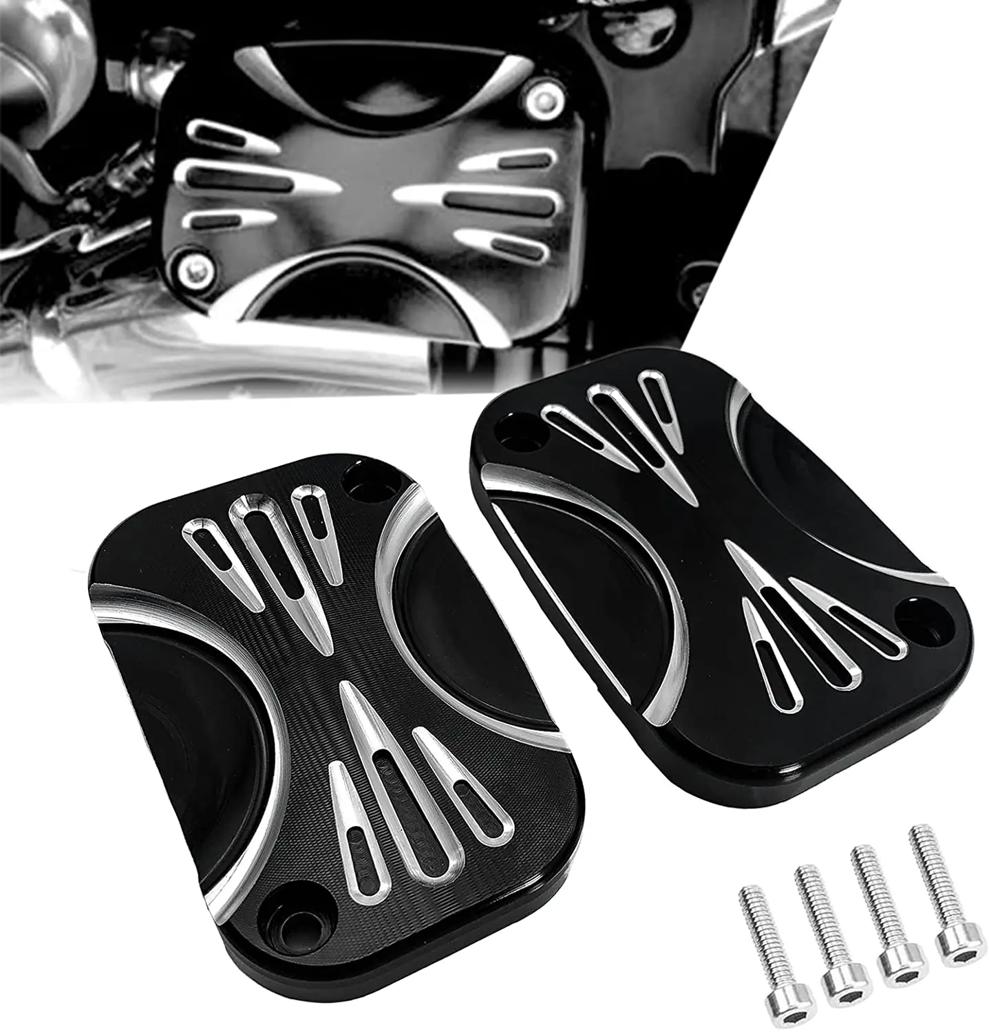 Motorcycle Brake Clutch Master Cylinder Covers Aluminum Left and Right Brake Reservoir Cylinder Cover for Harley Touring Road
Motorcycle Brake Clutch Master Cylinder Covers Aluminum Left and Right Brake Reservoir Cylinder Cover for Harley Touring Road