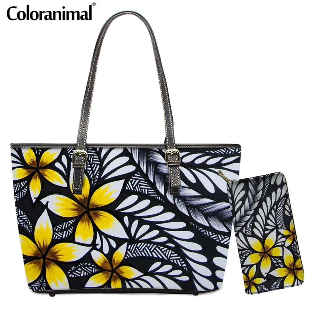 Coloranimal Ethnic Style Polynesian Plumeria Printed Lady Tote Shoulder Bag PU Leather Messenger Bag 2Pcs Women Handbag&Wallet
Coloranimal Ethnic Style Polynesian Plumeria Printed Lady Tote Shoulder Bag PU Leather Messenger Bag 2Pcs Women Handbag&Wallet