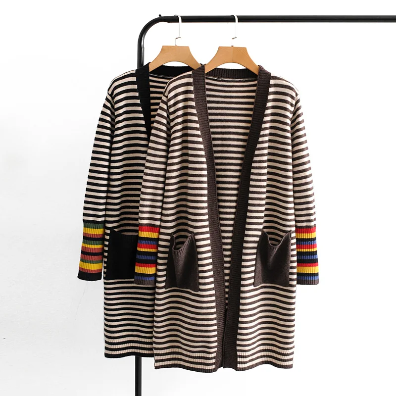 KRSB Autumn Women's Two-color Black and White Striped Long Sleeve Loose Pockets Long Knitted Jacket Casual Warmth
KRSB Autumn Women's Two-color Black and White Striped Long Sleeve Loose Pockets Long Knitted Jacket Casual Warmth