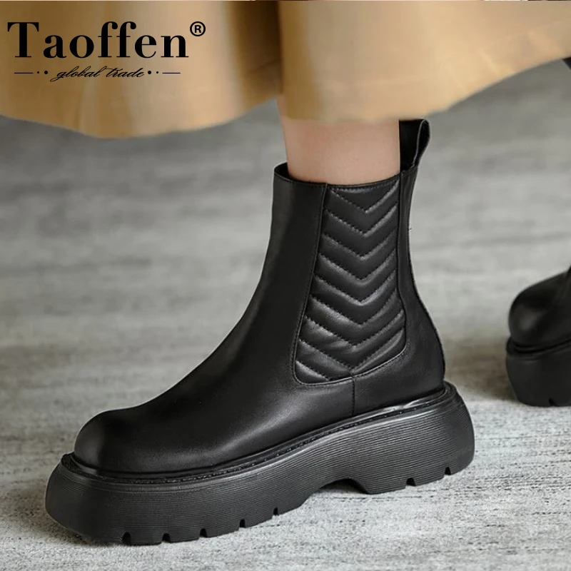 Taoffen New Woman Ankle Boots Real Leather Thick Bottom Shoes Ladies Fashion Cool Short Boot Woman Party Footwear Size 34-39
Taoffen New Woman Ankle Boots Real Leather Thick Bottom Shoes Ladies Fashion Cool Short Boot Woman Party Footwear Size 34-39