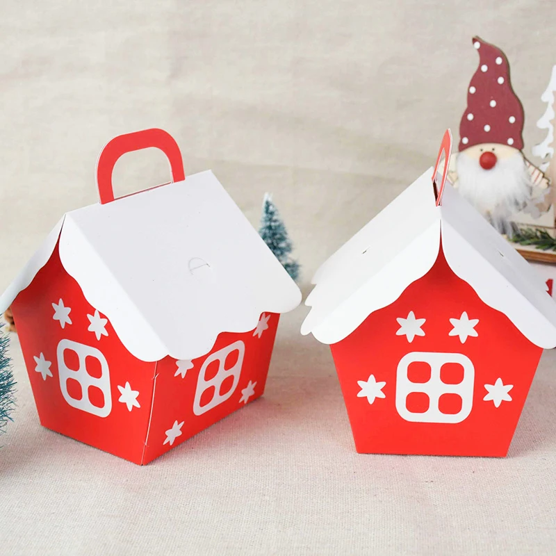 Фото 5 шт./лот Красная рождественская коробка для конфет Рождественская Подарочная