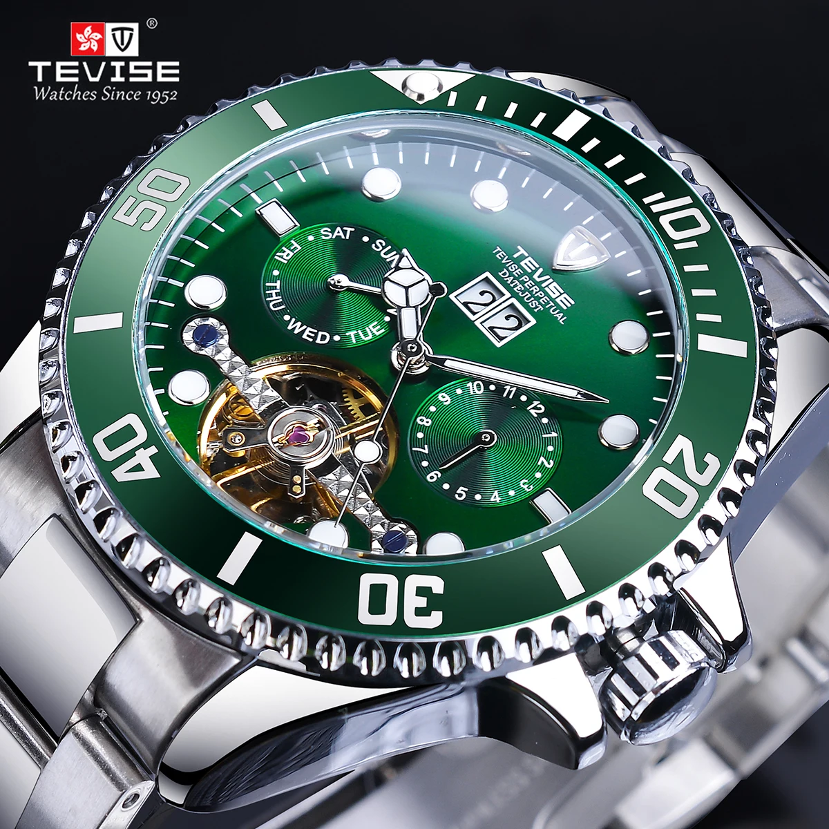 TEVISE Tourbillion Fashion Design Green Bezel Mens Automatic Fashion Sport Military Watch Top Brand Luxury Male Clock Relogio
TEVISE Tourbillion Fashion Design Green Bezel Mens Automatic Fashion Sport Military Watch Top Brand Luxury Male Clock Relogio