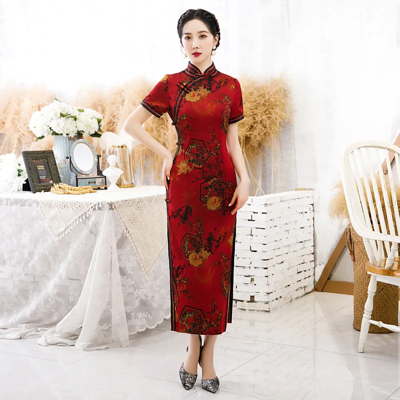 Female Print Floral Dress Gown Sexy Mandarin Collar Qipao Large Size 3XL 4XL Chinese Cheongsam Summer New Elegant Vestidos
Female Print Floral Dress Gown Sexy Mandarin Collar Qipao Large Size 3XL 4XL Chinese Cheongsam Summer New Elegant Vestidos
