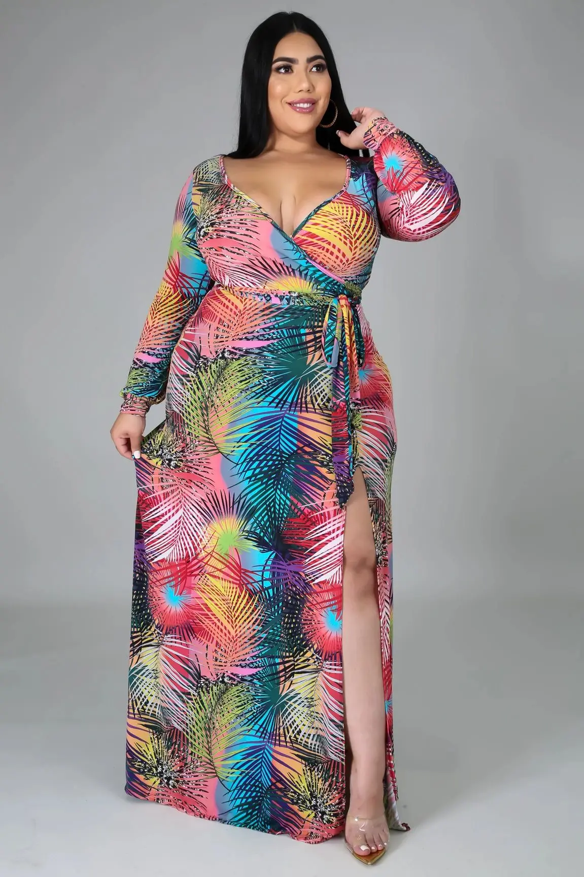 Zoctuo Plus Size XL-5XL Maxi Dresses For Women V-Neck Sexy Party Dresses Long Sleeve Lace-Up High Split Floor-Length Dress 
Zoctuo Plus Size XL-5XL Maxi Dresses For Women V-Neck Sexy Party Dresses Long Sleeve Lace-Up High Split Floor-Length Dress