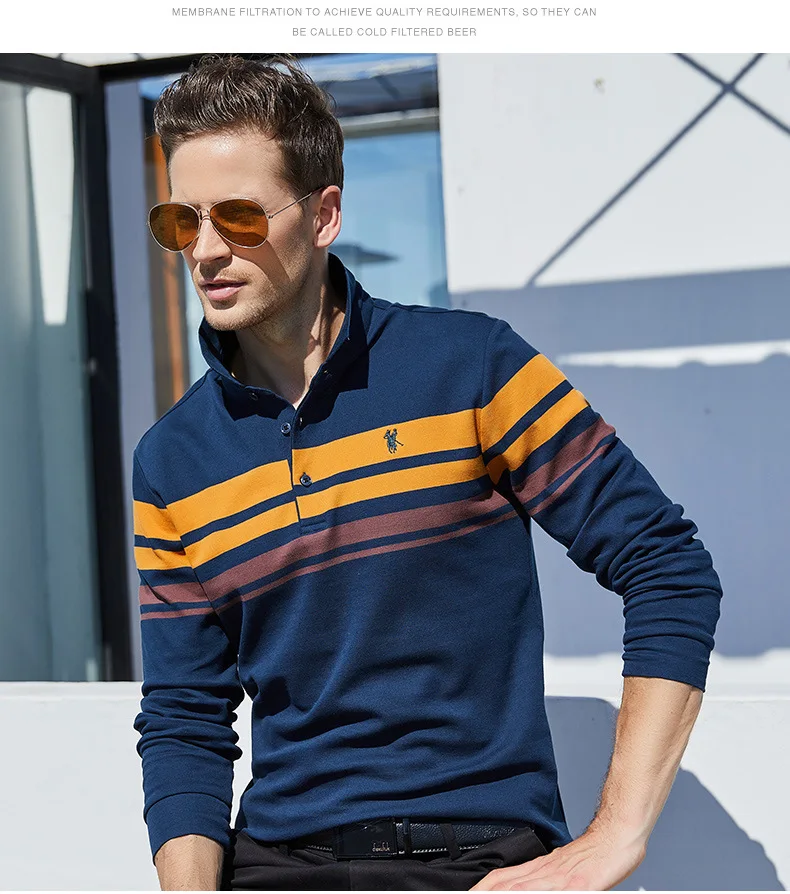 European and American Style Spring and Autumn New Men's Business Striped T-shirt Young and Middle-aged Men's Lapel Polo Shirt
European and American Style Spring and Autumn New Men's Business Striped T-shirt Young and Middle-aged Men's Lapel Polo Shirt