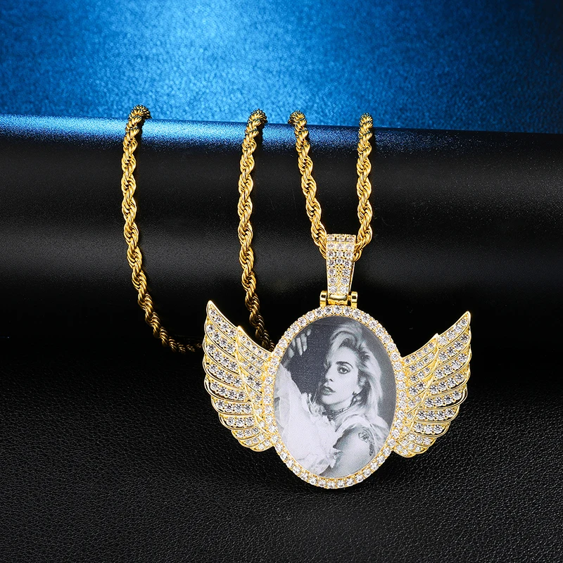Wings Iced Out Bling Cubic Zircon Custom Made Photo Necklace & Pendant For Men Hip Hop Jewelry With Tennis Chain
Wings Iced Out Bling Cubic Zircon Custom Made Photo Necklace & Pendant For Men Hip Hop Jewelry With Tennis Chain