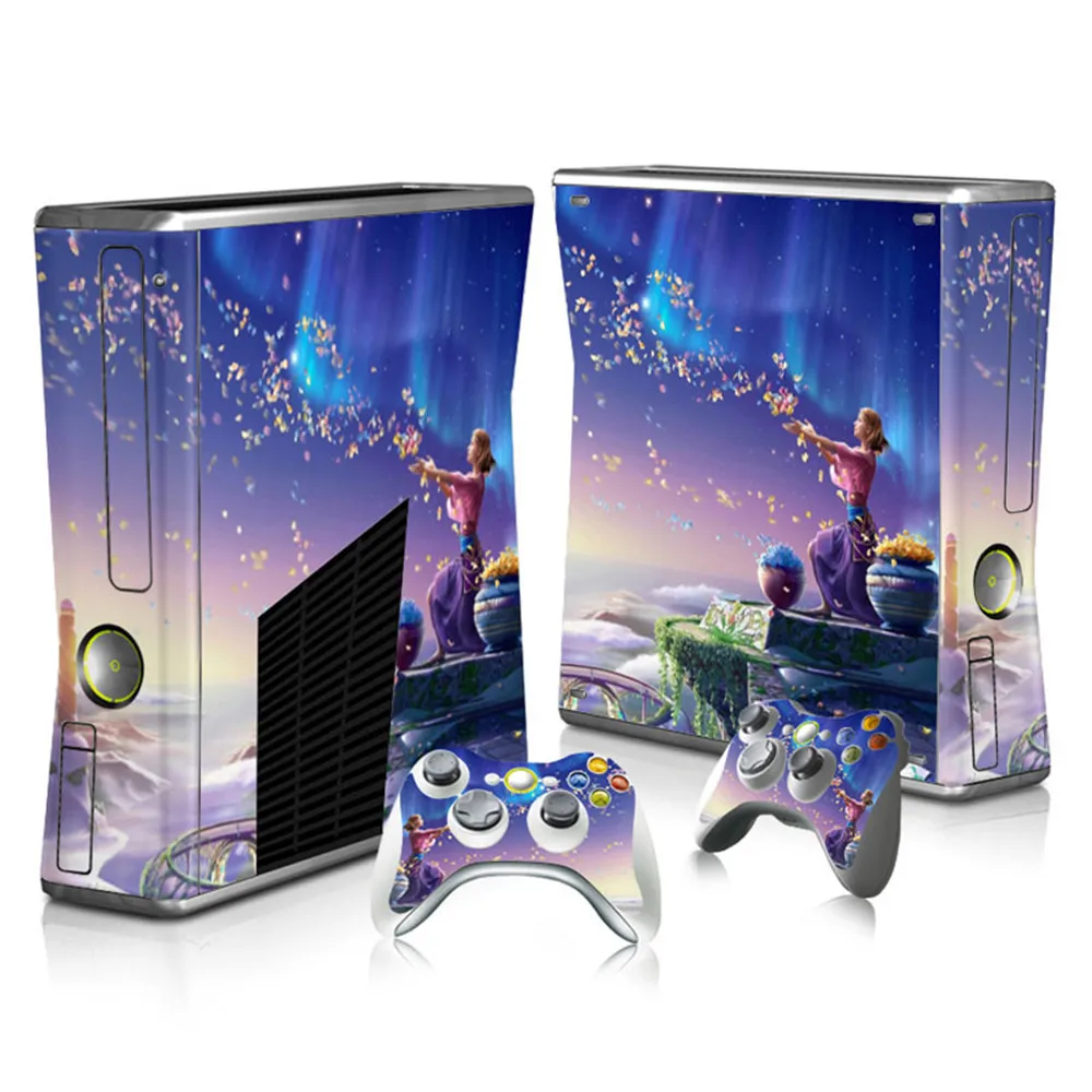 Skin Sticker Protector for Microsoft Xbox 360 Slim and 2 Controller Skins Stickers video games | Электроника