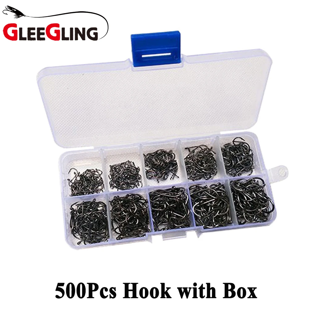 GLEEGLING 500 шт Emerillons Rolling Pour Peche одинарный крючок из высокоуглеродистой стали Крючки