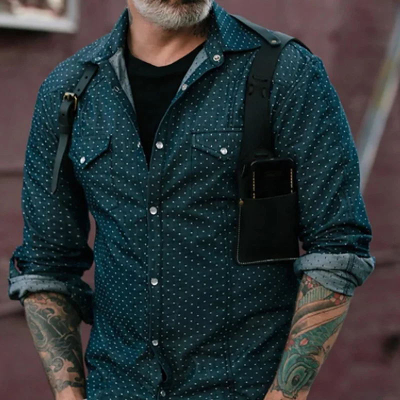 Classic Dot Print Men Casual Shirts Summer Daily Streetwear Turn Down Collar Tops Male Loose Print Button Clothing With Pockets
Classic Dot Print Men Casual Shirts Summer Daily Streetwear Turn Down Collar Tops Male Loose Print Button Clothing With Pockets