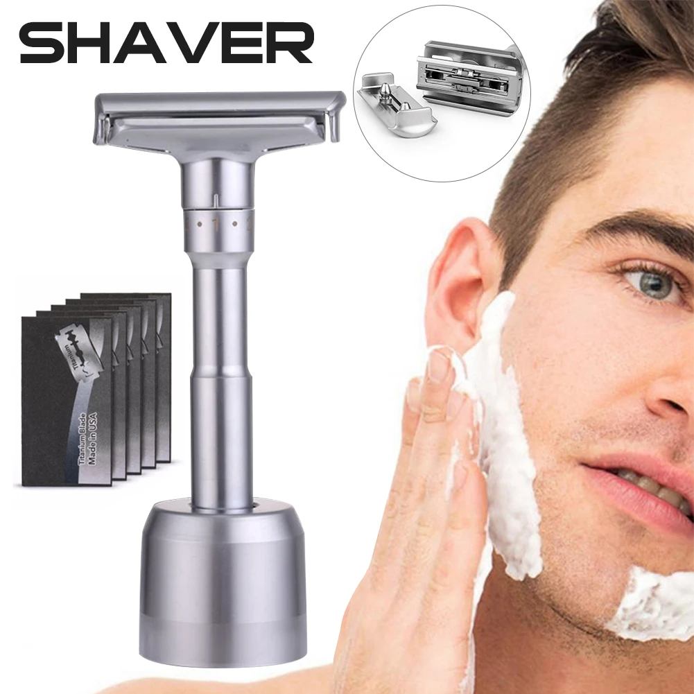 Adjustable Safety Razor Double Edge Classic Mens Shaving Mild to Aggressive 1-6 File Hair Removal Shaver it with 5 Blades Set
Adjustable Safety Razor Double Edge Classic Mens Shaving Mild to Aggressive 1-6 File Hair Removal Shaver it with 5 Blades Set