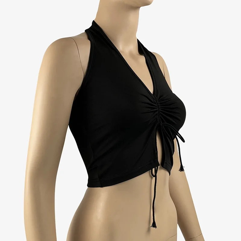 

Sexy suspender vest in spring and summer, wearing open back, self-cultivation and street bottoming, black V-neck pullover