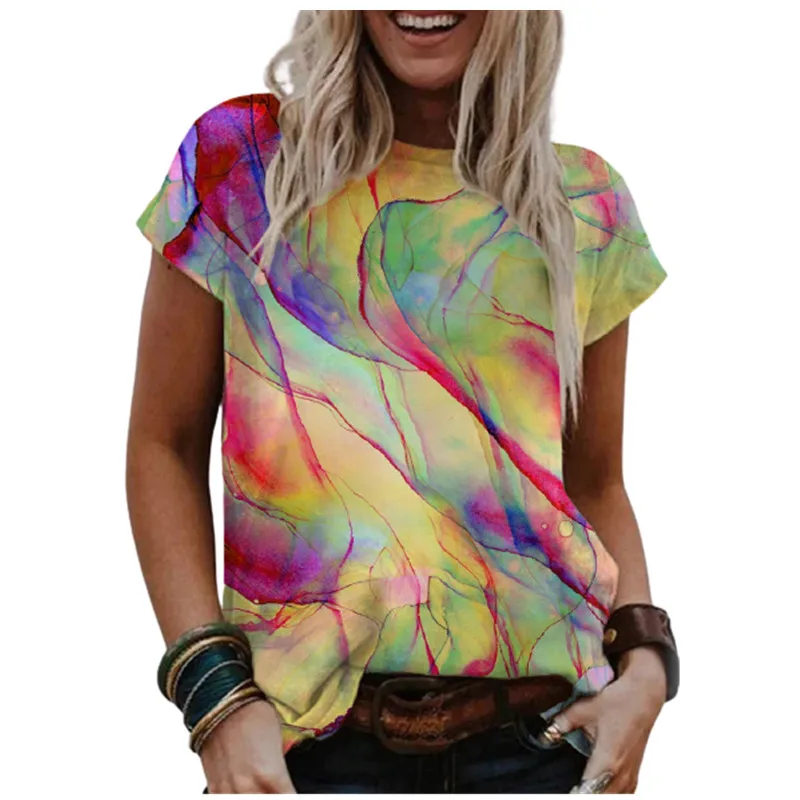 3d Tie Dye Print T Shirt Women Short Sleeve O-neck Summer Tops 2021 Streetwear Casual 5xl Plus Size Ladies Tee Fashion Clothes
3d Tie Dye Print T Shirt Women Short Sleeve O-neck Summer Tops 2021 Streetwear Casual 5xl Plus Size Ladies Tee Fashion Clothes