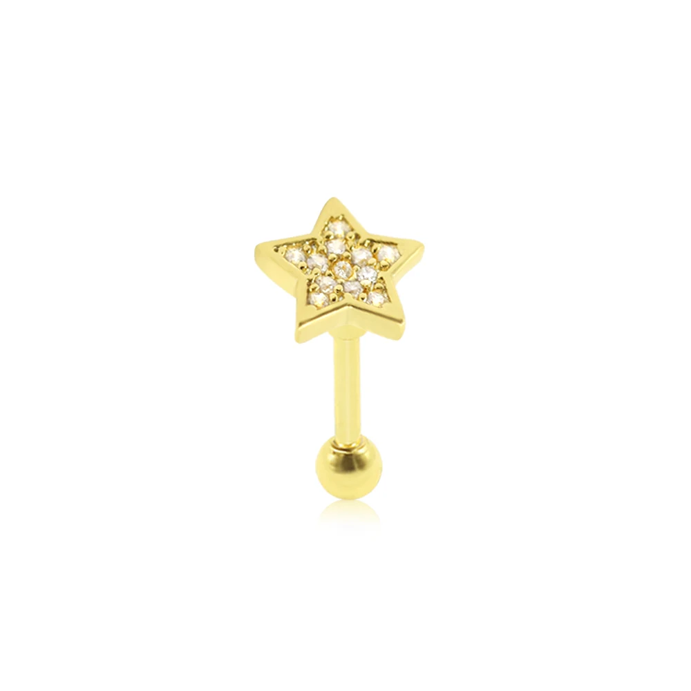 1Piece 16G Stainless Steel Gold Color Stud Earrings Five-pointed Star Helix Cartilage Piercing Retro Fashion Jewelry
1Piece 16G Stainless Steel Gold Color Stud Earrings Five-pointed Star Helix Cartilage Piercing Retro Fashion Jewelry