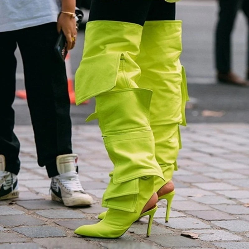 Fashion Women Pocket Thigh High Boots Pointed Toe Fluorescence Leather Over The Knee Boots Thin Heels Winter Long Boots
Fashion Women Pocket Thigh High Boots Pointed Toe Fluorescence Leather Over The Knee Boots Thin Heels Winter Long Boots
