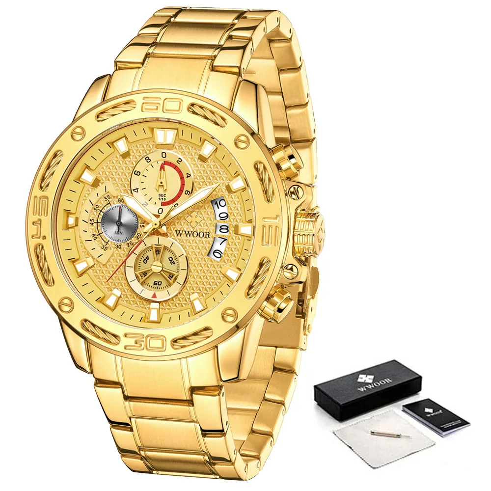 Relogio Masculino Mens Watch WWOOR 2021 Top Brand Luxury Full Gold Stainless Steel Chronograph Sport Waterproof Quartz Watch Men
Relogio Masculino Mens Watch WWOOR 2021 Top Brand Luxury Full Gold Stainless Steel Chronograph Sport Waterproof Quartz Watch Men