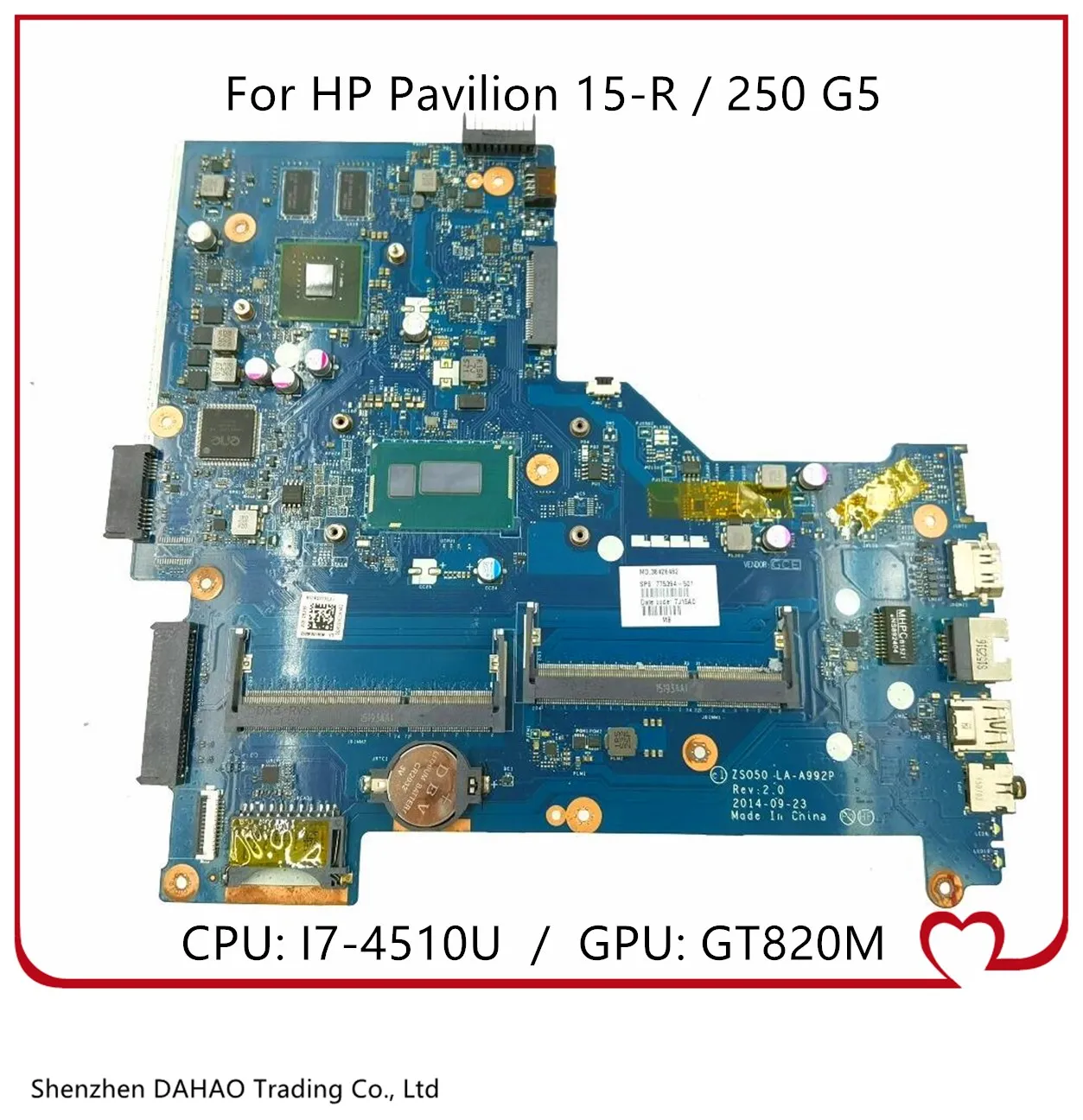 Материнская плата для ноутбука HP Pavilion 15-R 250 G3 792302-501 792302-001 с фотографическим процессором GT820M
Материнская плата для ноутбука HP Pavilion 15-R 250 G3 792302-501 792302-001 с фотографическим процессором GT820M