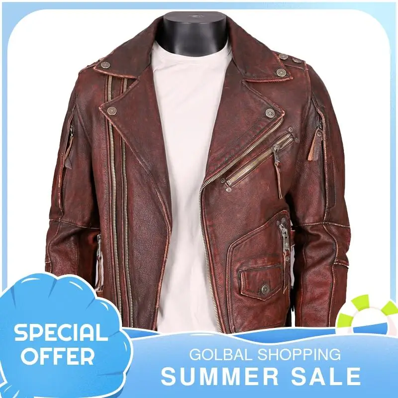 2021 Vintage Brown Motorcycle Style Genuine Leather Jacket Men Plus Size 4XL Real Natural Thick Cowhide Winter Biker's Coat
2021 Vintage Brown Motorcycle Style Genuine Leather Jacket Men Plus Size 4XL Real Natural Thick Cowhide Winter Biker's Coat