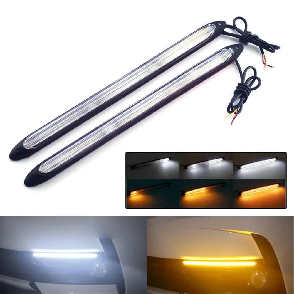 2Pcs Car LED Daytime Running Lights DRL Strip White Yellow Turn Signal Lamps Auto Flowing Day Bulbs Waterproof Silicone
2Pcs Car LED Daytime Running Lights DRL Strip White Yellow Turn Signal Lamps Auto Flowing Day Bulbs Waterproof Silicone