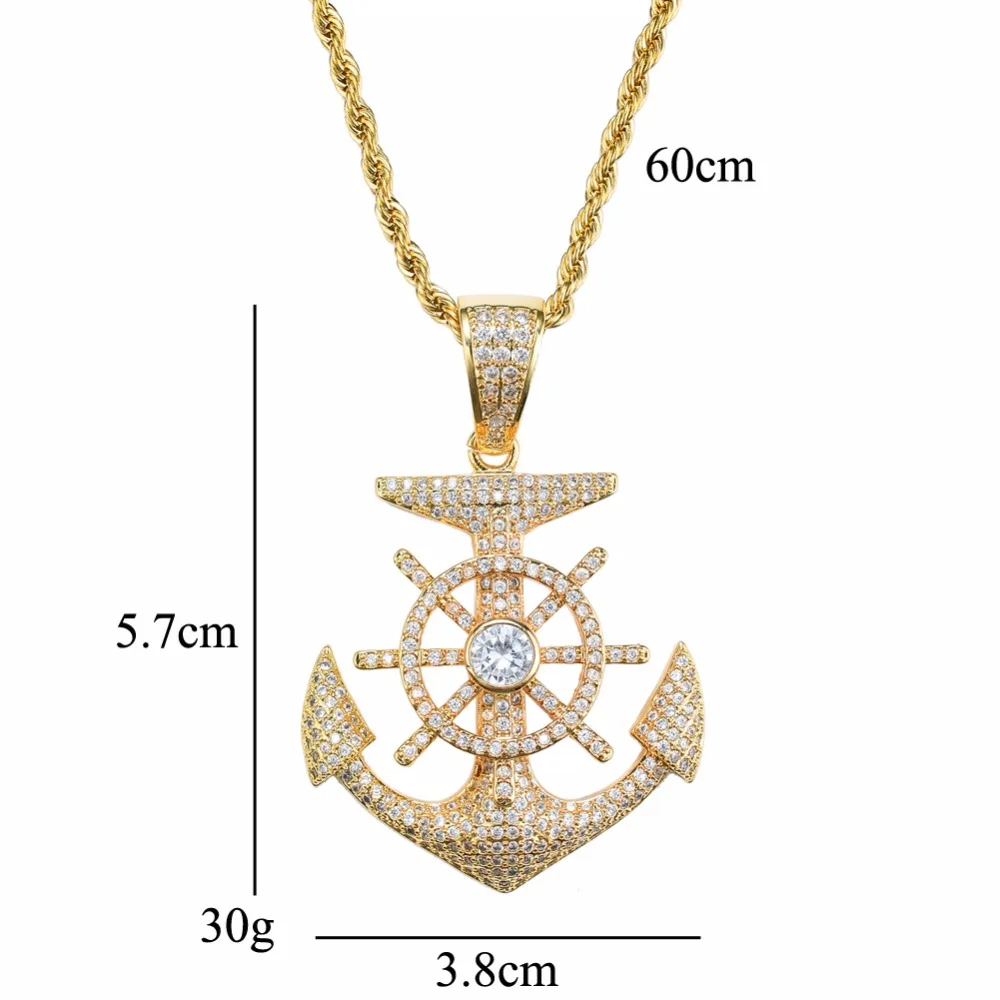 1 Fashion Charm Bling Iced Out Anchor Pendant Necklace Pave with CZ Jewelry for Party Collier Hip Hop Bijoux Gift
1 Fashion Charm Bling Iced Out Anchor Pendant Necklace Pave with CZ Jewelry for Party Collier Hip Hop Bijoux Gift
