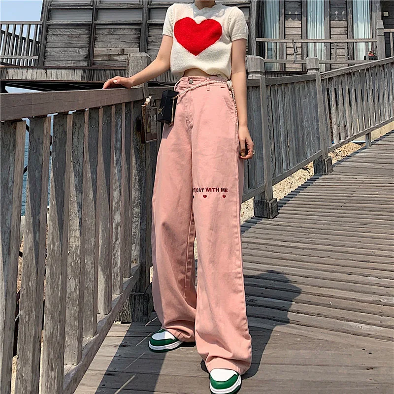 Heart Embroidered Womens Wide Leg Mom Jeans Baggy Pants High Waist Plus Size Push Up Denim Trousers Loose Vintage 2021 Fashion
Heart Embroidered Womens Wide Leg Mom Jeans Baggy Pants High Waist Plus Size Push Up Denim Trousers Loose Vintage 2021 Fashion