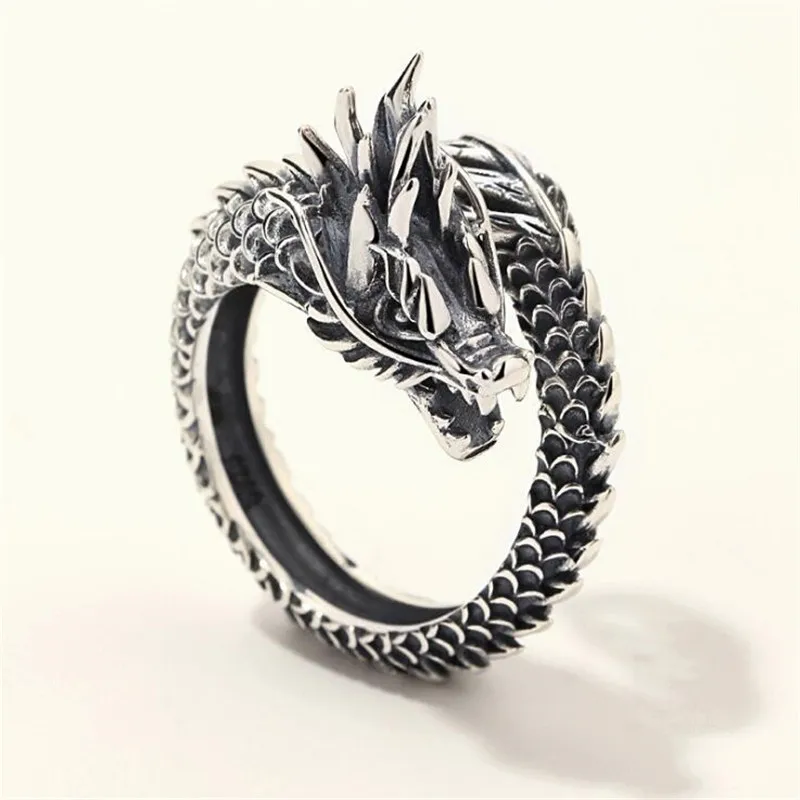 New Retro Thai Silver Domineering Dragon 925 Sterling Silver Jewelry Personality Zodiac Creative Popular Opening Rings
New Retro Thai Silver Domineering Dragon 925 Sterling Silver Jewelry Personality Zodiac Creative Popular Opening Rings