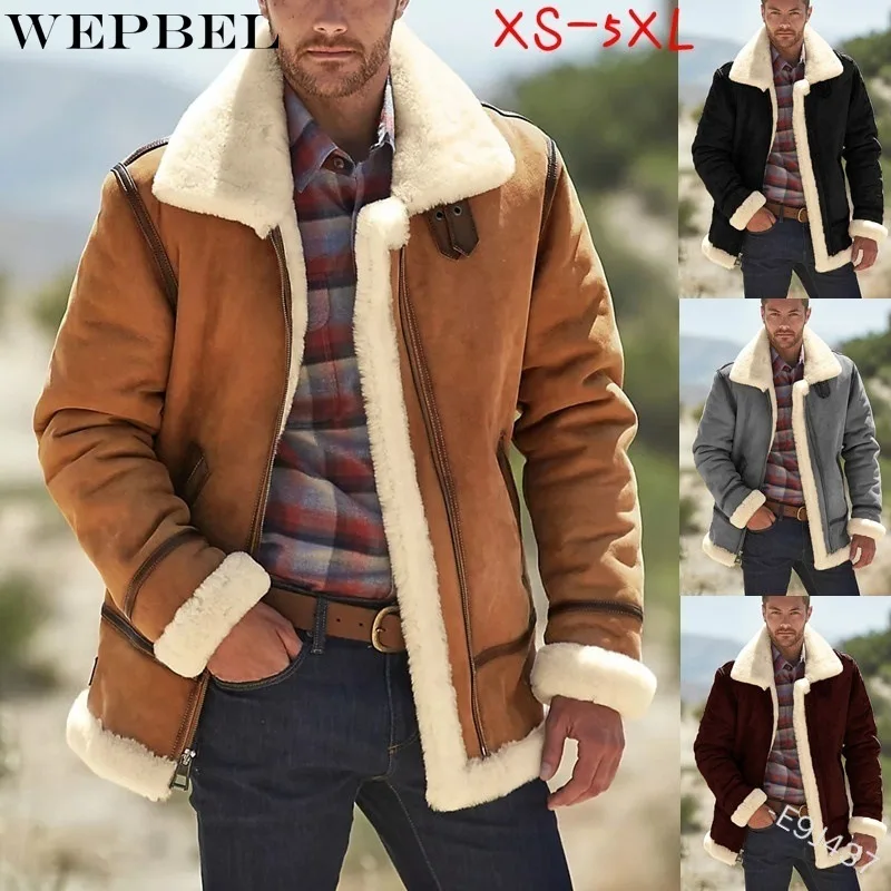 WEPBEL Plush Warm Jacket Men's Casual Solid Color Straight Cardigan Coat Winter Long Sleeve Zipper Turn-down Collar Jacket 
WEPBEL Plush Warm Jacket Men's Casual Solid Color Straight Cardigan Coat Winter Long Sleeve Zipper Turn-down Collar Jacket