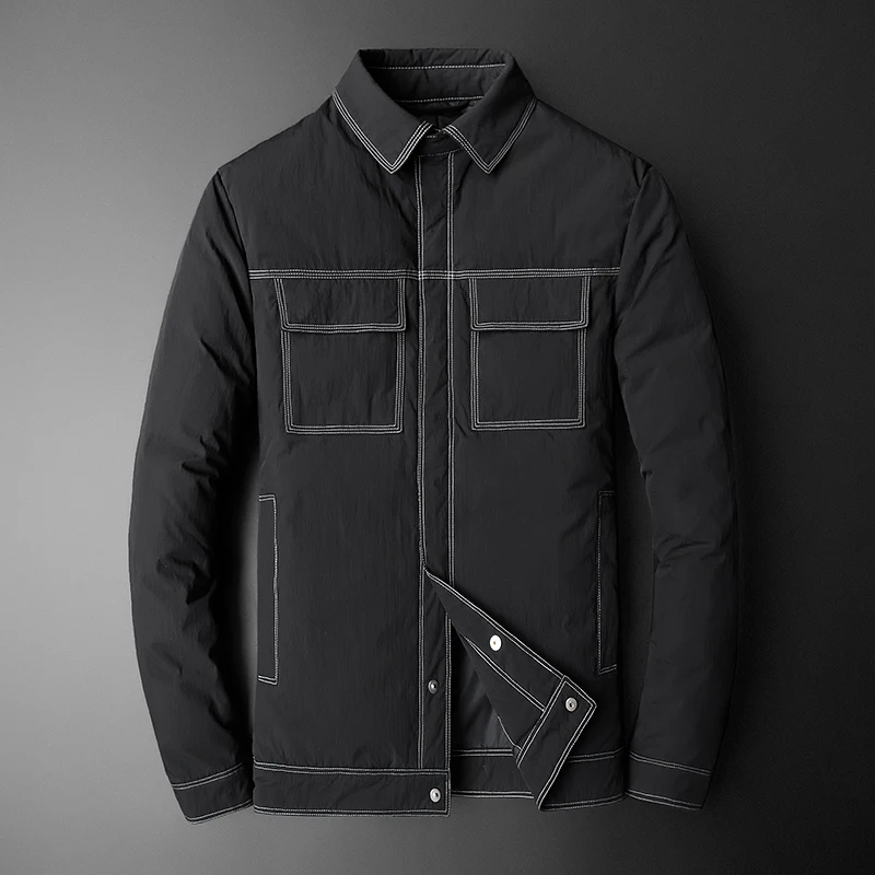 Men 90% White Duck Down Coat Lightweight Lapel Shirt Parka Warm Simple Fashion Casual office Male Clothing Down Jacket 
Men 90% White Duck Down Coat Lightweight Lapel Shirt Parka Warm Simple Fashion Casual office Male Clothing Down Jacket