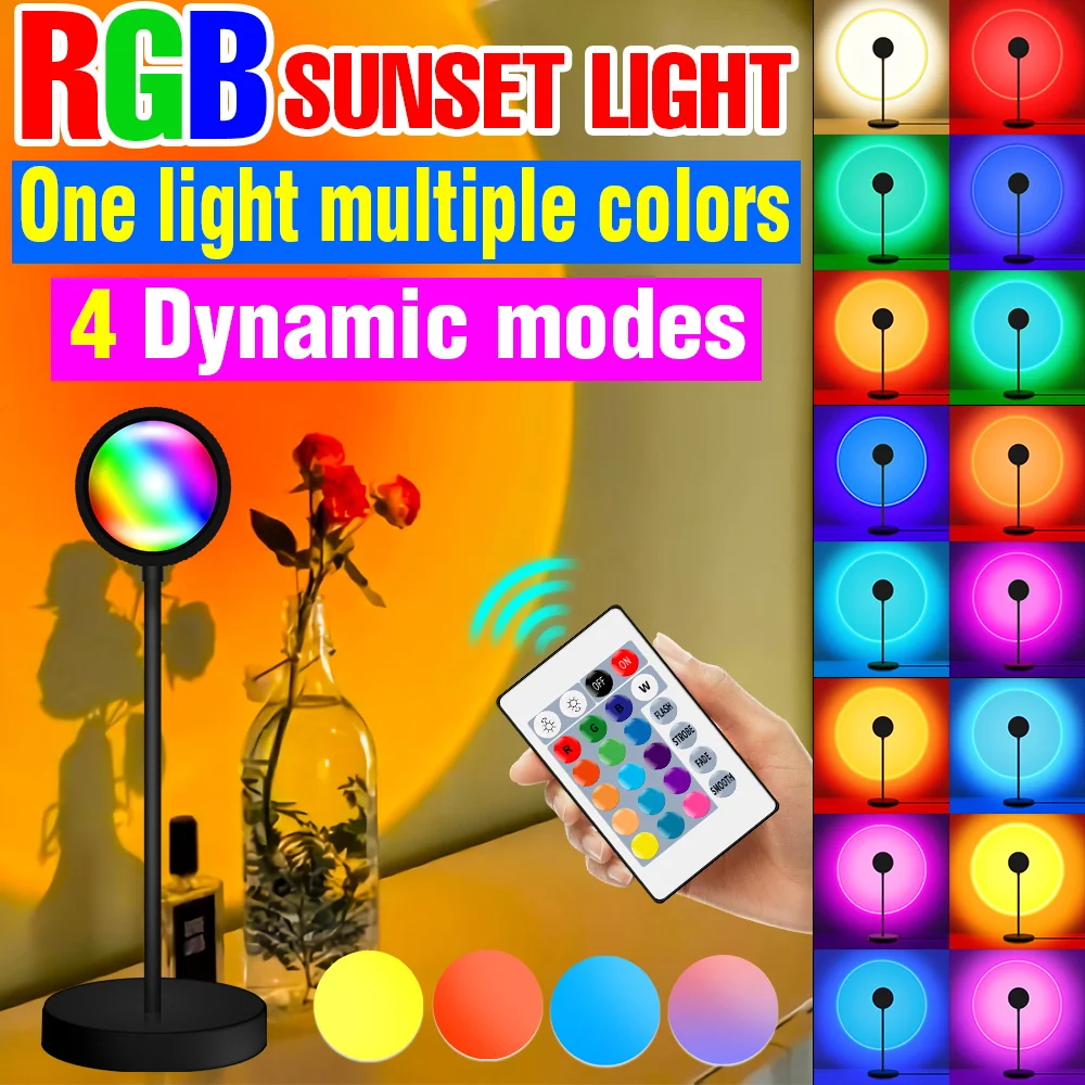 RGB Sunset Lamp LED Rainbow Projector 5V Night Light USB Dimmable Sunset Lights Living Room Photography Lamp Decoration Lighting
RGB Sunset Lamp LED Rainbow Projector 5V Night Light USB Dimmable Sunset Lights Living Room Photography Lamp Decoration Lighting