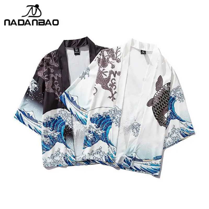 Spring Autumn New Japanese Five Point Sleeves Kimono Cardigan Women Black Cloak Jacket Hanfu Wave Carp Printed Male Top Shirts
Spring Autumn New Japanese Five Point Sleeves Kimono Cardigan Women Black Cloak Jacket Hanfu Wave Carp Printed Male Top Shirts