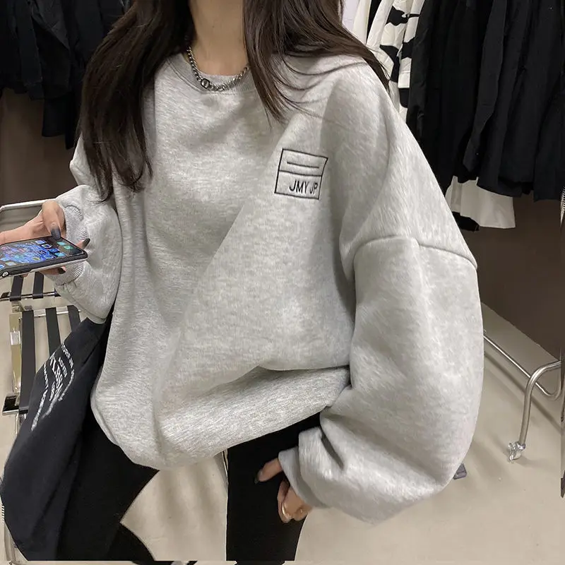 QWEEK Korean Fashion Causal Crewneck Sweatshirt Women Gray Oversized Long Sleeve Letter Print Hoodie Tops Female Kpop 2021
QWEEK Korean Fashion Causal Crewneck Sweatshirt Women Gray Oversized Long Sleeve Letter Print Hoodie Tops Female Kpop 2021