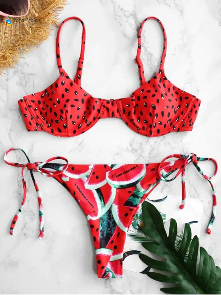Para Praia 2020 Sexy Brazilian Bikini Set Swimwear White Women Swimsuit Bathing Suit watermelon Print Biquini Bathing Suit
Para Praia 2020 Sexy Brazilian Bikini Set Swimwear White Women Swimsuit Bathing Suit watermelon Print Biquini Bathing Suit