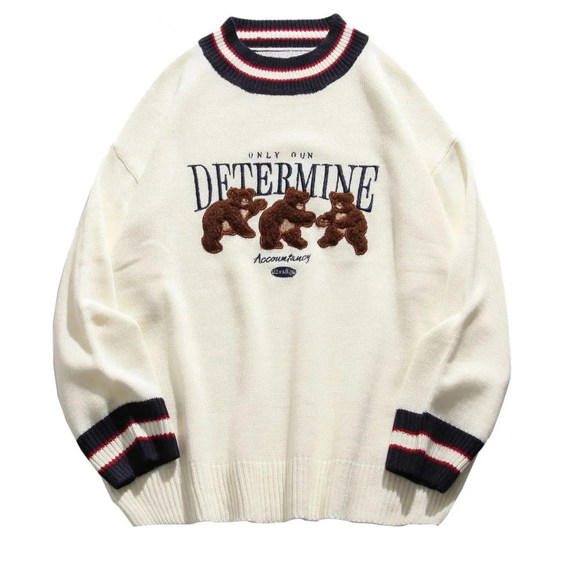 Autumn Winter Sweater Men Bear Patchwork Striped Knitted Jumpers Sweaters Streetwear Hip Hop Harajuku Casual Pullover Mens Tops
Autumn Winter Sweater Men Bear Patchwork Striped Knitted Jumpers Sweaters Streetwear Hip Hop Harajuku Casual Pullover Mens Tops