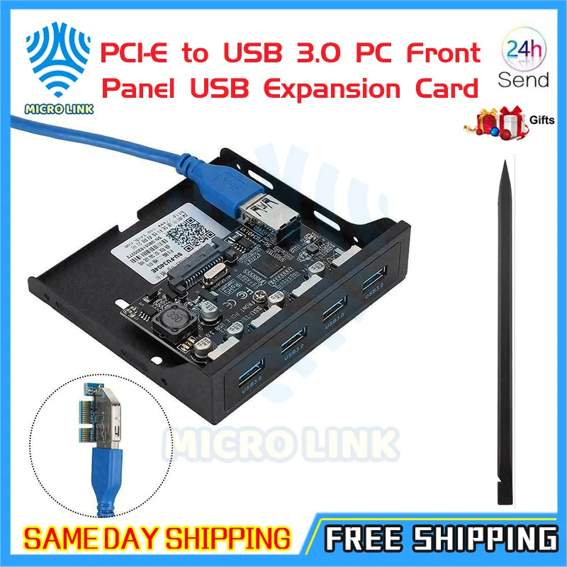 PCI-E to USB 3.0 PC Front Panel USB Expansion Card PCIE USB Adapter 3.5" Floppy USB3.0 Front Panel Bracket PCI Express x1 Riser
PCI-E to USB 3.0 PC Front Panel USB Expansion Card PCIE USB Adapter 3.5" Floppy USB3.0 Front Panel Bracket PCI Express x1 Riser