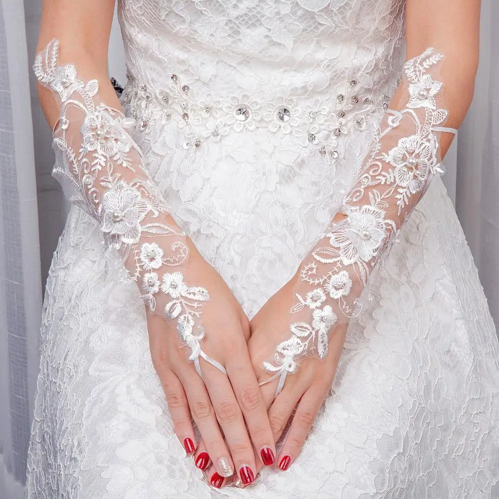 Women Embroidery Lace Gloves White Fingerless Bridal Gloves Elbow Length Pearl Beaded Evening Prom Party Wedding Gloves
Women Embroidery Lace Gloves White Fingerless Bridal Gloves Elbow Length Pearl Beaded Evening Prom Party Wedding Gloves