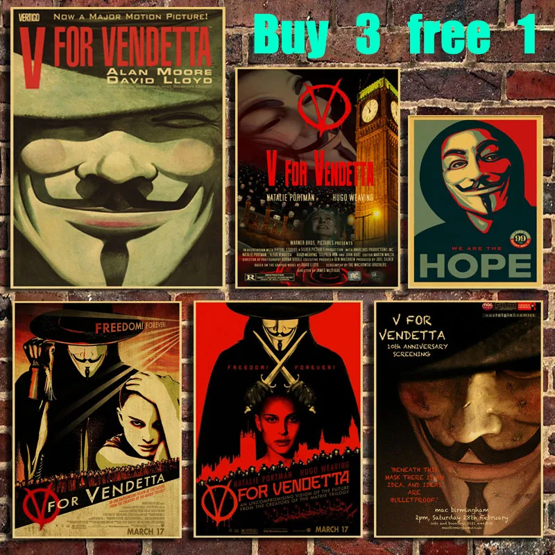 V for Vendetta Vintage Kraft Paper Movie Poster Bar Office Coffee Shop Home Art Wall Stickers
V for Vendetta Vintage Kraft Paper Movie Poster Bar Office Coffee Shop Home Art Wall Stickers