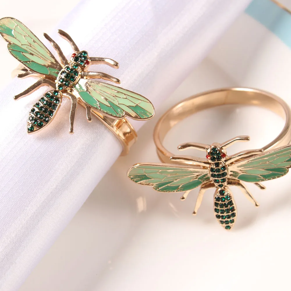 6pcs The New Bee Napkin Buckle Napkin Ring Alloy Green Insect Dragonfly Drip Diamond Buckle Paper Towel Table Dinner Party Decor
6pcs The New Bee Napkin Buckle Napkin Ring Alloy Green Insect Dragonfly Drip Diamond Buckle Paper Towel Table Dinner Party Decor