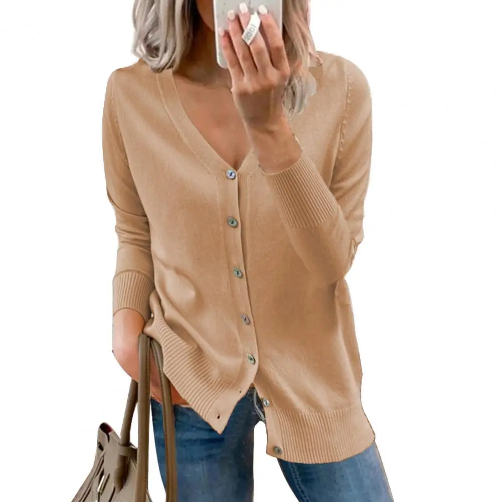 Office Lady Sweater Coat Solid Color Single Breasted Autumn Winter Elegant Knitted Cardigan Sweater for Daily Wear 
Office Lady Sweater Coat Solid Color Single Breasted Autumn Winter Elegant Knitted Cardigan Sweater for Daily Wear