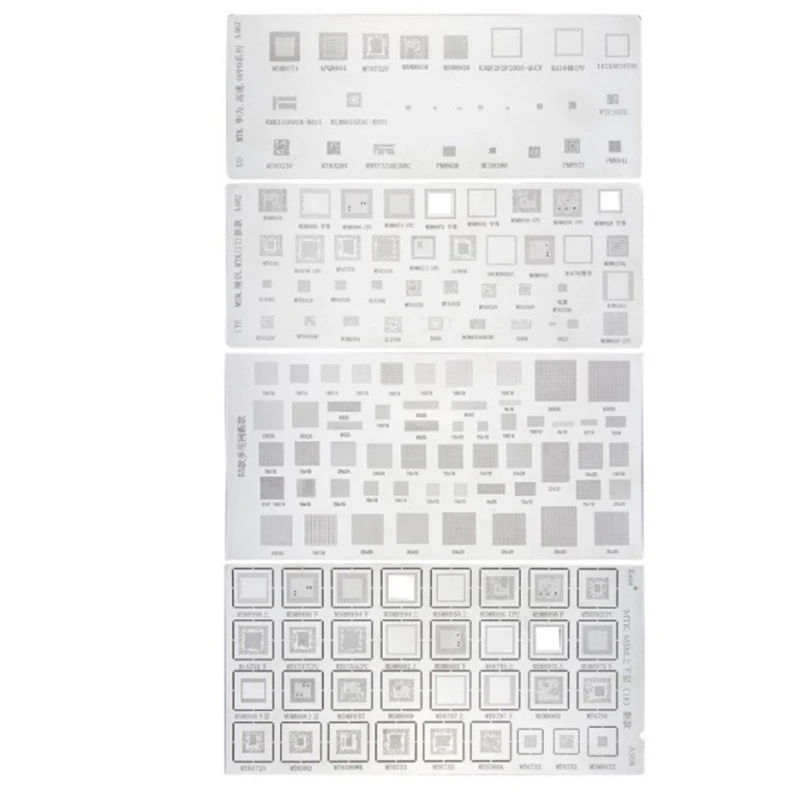 TOP 4PCS Universal BGA Stencil for MTK MSM Samsung Huawei Xiaomi iPad CPU RAM PM Power IC Reball Pin Direct Heat Template
TOP 4PCS Universal BGA Stencil for MTK MSM Samsung Huawei Xiaomi iPad CPU RAM PM Power IC Reball Pin Direct Heat Template