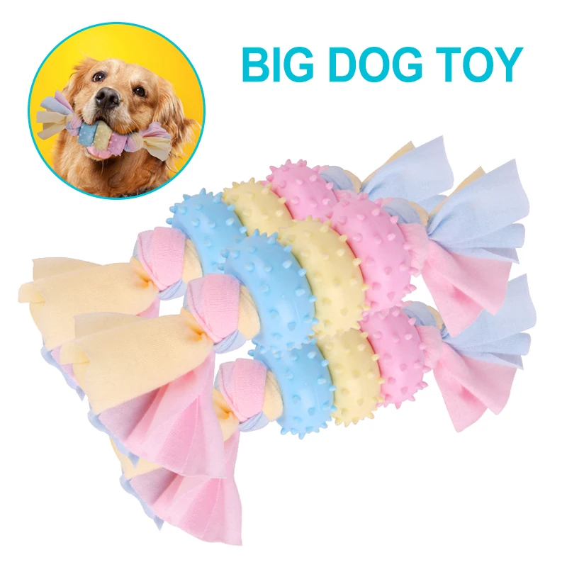 

Rubber Dogs Biting Toys Cleaning Thorn molars Tooth TPR Non-Toxic Pet Macarone Cloth Strip Interaction Fun Play Pets Products