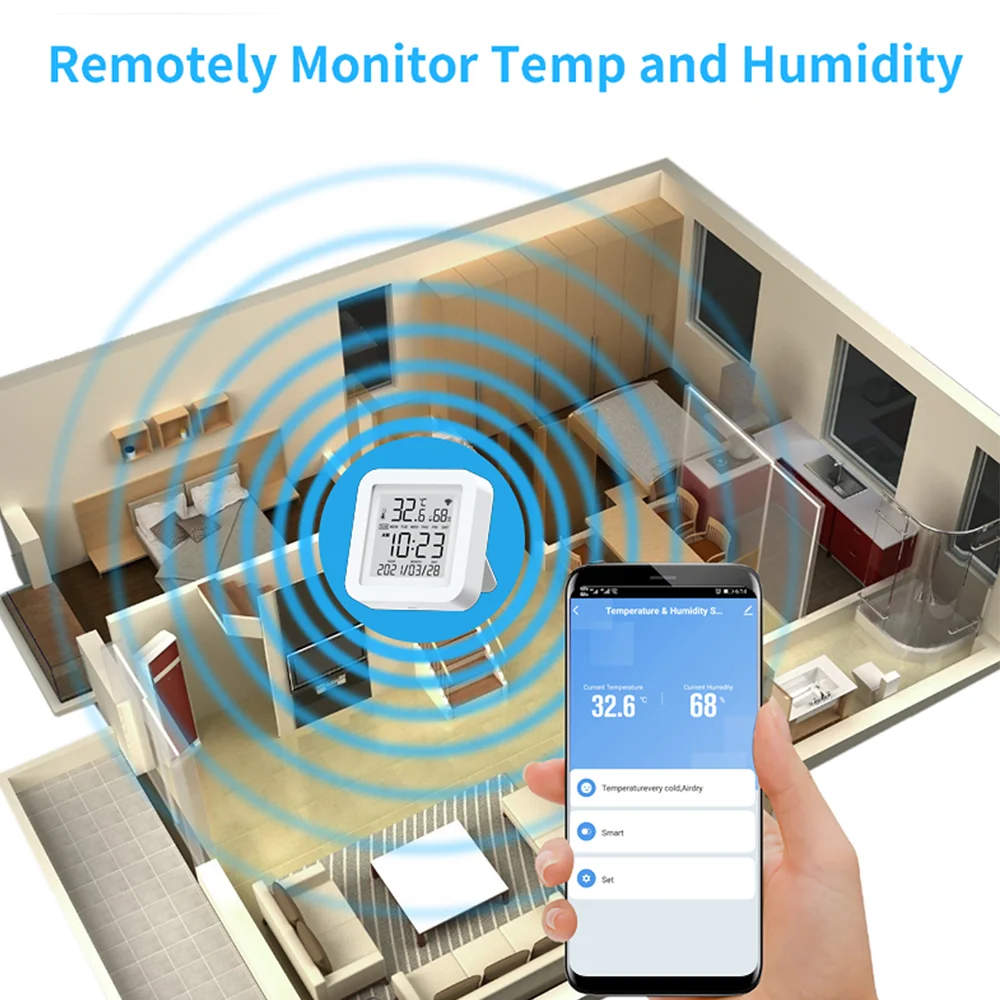 Датчик температуры и влажности Tuya WIFI для автоматизации умного дома